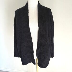Vince Black Textured Boucle Cardigan Sweater Wool Cashmere Silk Blend Medium‎